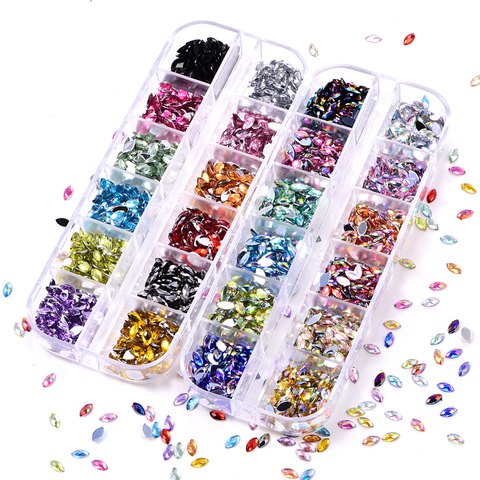 Horse Eye Crystal AB Non Hot Fix Rhinestone Set 1200Pcs/Box Flatback Glass Stone Nail Art Rhinestones For DIY Decoration B3912 ► Photo 1/6