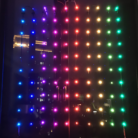 DIY Wifi Matrix Garland on the Window with WS2812B Pixels RGB LED Module Heatsink Board Nodes Arduino Power Adapter Alex gyver ► Photo 1/6