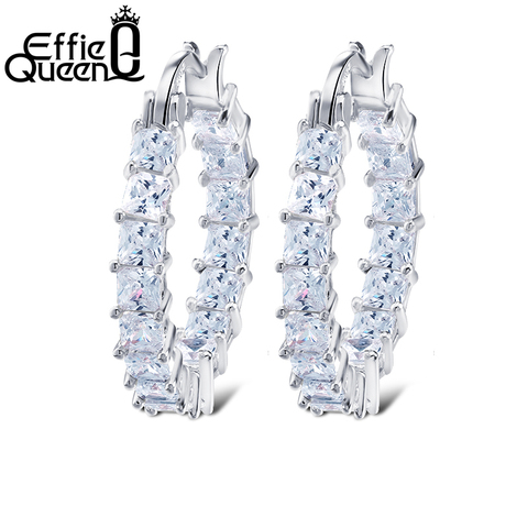 Effie Queen Big Round Hoop Female Earring Eternity Style with Shiny Zircon Bar Setting Luxury Earrings for Women Wholesale DE144 ► Photo 1/6