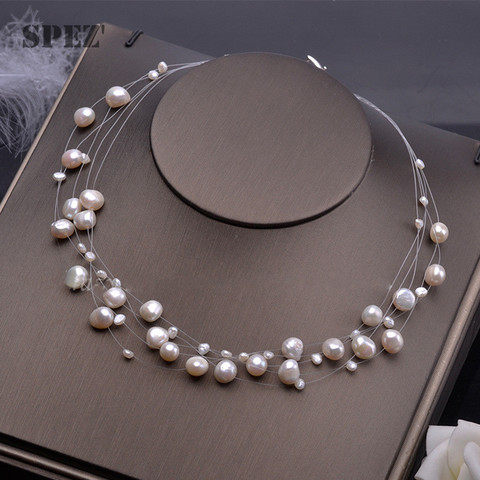Natural freshwater pearl necklace for women  Baroque Pearls 4-8mm 5 Rows Bohemia Handmade Jewelry Fashion spez ► Photo 1/6