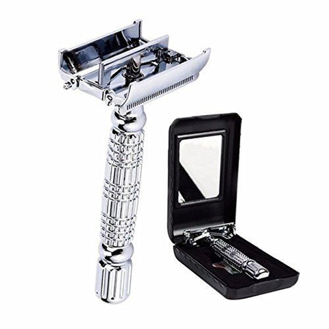 Men Shaving Safety Razor Chrome Alloy With Packing Sliver Unscrew Double Sides Turret Manual Butterfly Open Shaver ► Photo 1/6