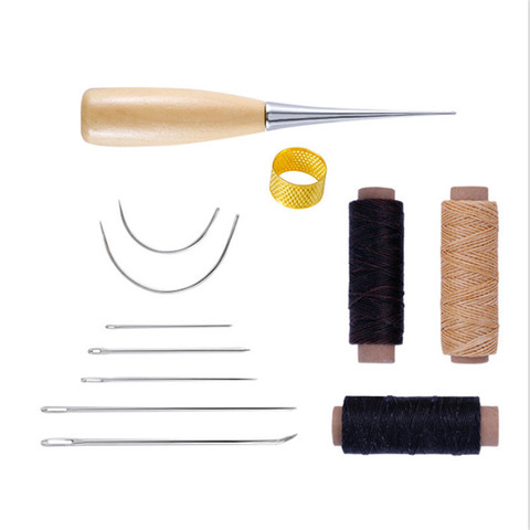 Leather sewing tool set 12pcs/set Needle Awl wax thread Stitching Accessories Leathercraft Shoe Sofa Repair stitchcraft ► Photo 1/6