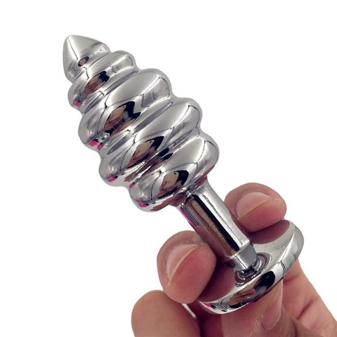 Stainless Steel Butt Plug Anal Massager Spiral Beads Stimulation Thread Anal Plug Anus Sex Toy for Adult Couples SM Products ► Photo 1/6