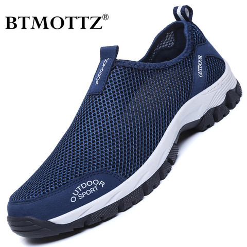 Summer Men's Mesh Slip On Shoes Breathable Outdoor Sneakers Shoes Walking Shoes