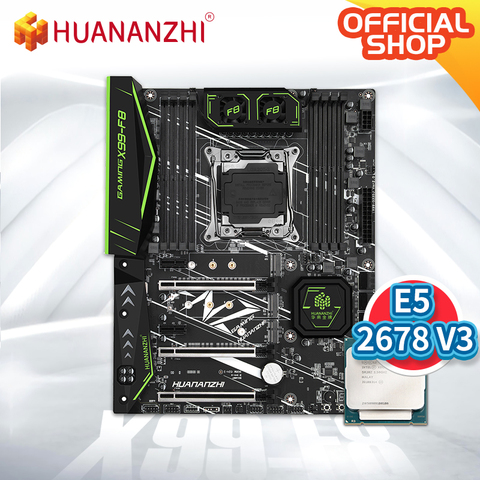 HUANANZHI X99 F8 X99 Motherboard with Intel XEON E5 2678 V3 LGA2011-3 DDR4 RECC/NON-ECC memory combo kit set NVME USB 3.0 ATX ► Photo 1/1