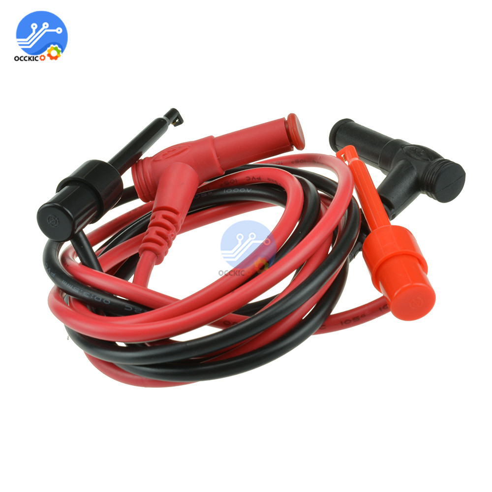 1Pair For Multimeter Test Equipment Banana Plug To Test Hook Clip Probe Cable