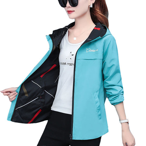 2022 Spring Autumn Women Jacket fashion Hooded Two Side Wear Cartoon Print Outwear women Loose Coat female Windbreaker tops P369 ► Photo 1/6