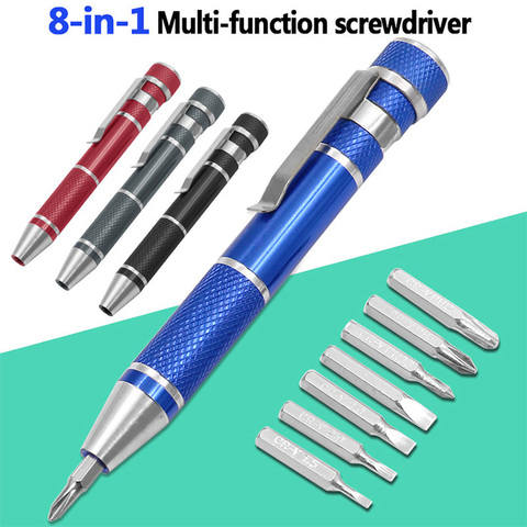 8 In1 Multifunction Mini Aluminum Precision Pen Screw Driver Magnetic Screwdriver Set Repair Tools Kit Cell Phone Hand Tool ► Photo 1/5