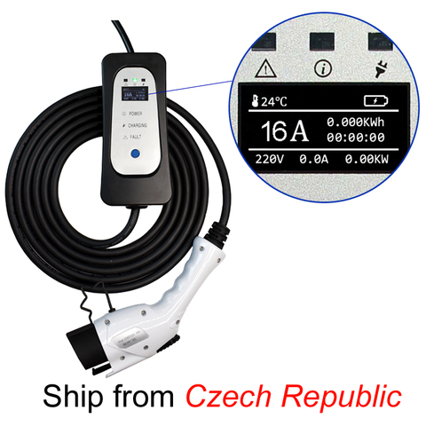 SAE J1772 Type 1 IEC62196 type 2 EVSE EV portable charging cable 16A  EU Plug for Electric vehicle ► Photo 1/5