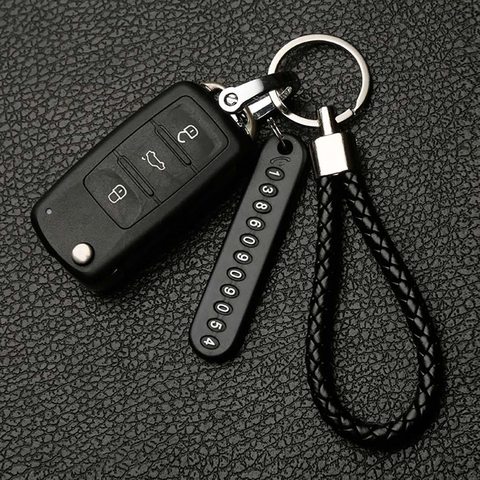 Anti-lost Car Keychain Set of Phone Number Keyring Phone Number Plate Key Ring Vehicle Chain Pendant Car Interior Accessories ► Photo 1/6
