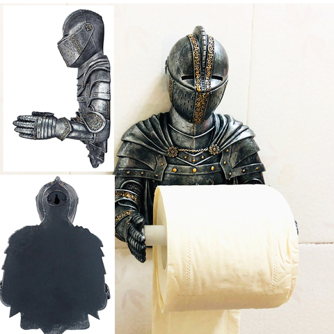 Knight tissue holder Style Sucker Wall Hanging Knight Creative Kitchen Roll Paper Tissue Box Toilet Roll Stand ► Photo 1/6