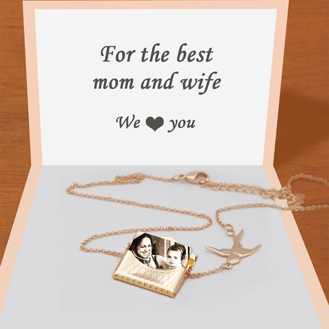 MYLONGINGCHARM Envelope Pendant Necklace-Free engraving-Custom your message and Photo-Personalize Gift for girl ► Photo 1/4