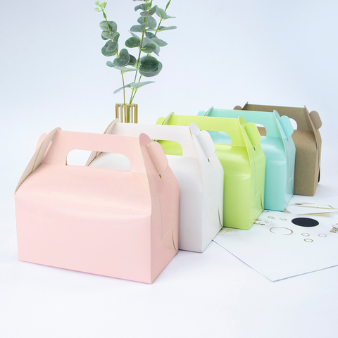 10pcs /kraft gift box cake West Point white dessert brown pink green packaging paper cup wedding party portable paper box carton ► Photo 1/6