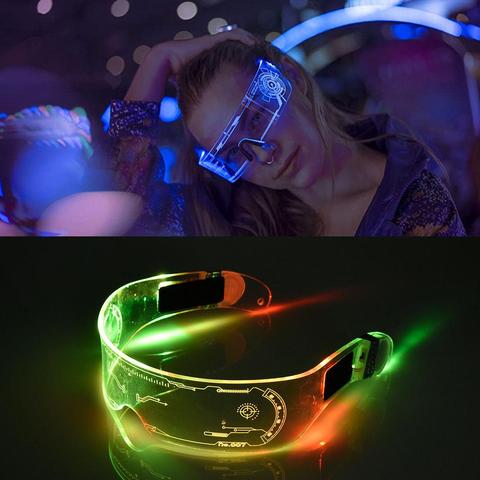 Futuristic LED Glasses Light Up Glasses Cool Neon Cyber Robot Sunglasses NEW