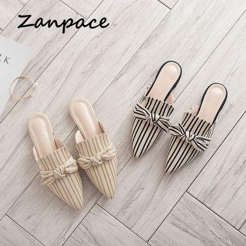 Flat Slippers Women New 2022 Summer Fashion Striped Slides Butterfly Indoor Flip Flops Fashion Plus Size 35-40 Shoes Women ► Photo 1/6