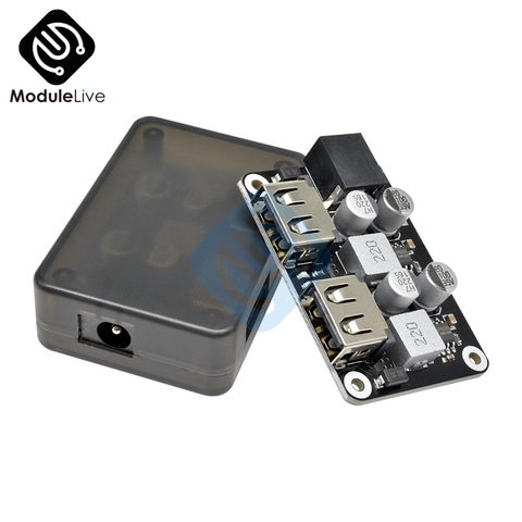 Double TWO Dual 2 USB Fast Charger Buck Module Input 6V-  30V Single Port 24W Support QC2.0 QC3.0 QC 2.0 3.0 Car Board With Case ► Photo 1/6