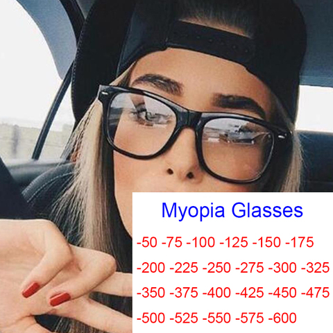 Myopia Computer Glasses Vintage Square Blue Light Blocking Transparent Glasses Women Short Sight Diopters Minus -1 -2 -3 -4 -6 ► Photo 1/6