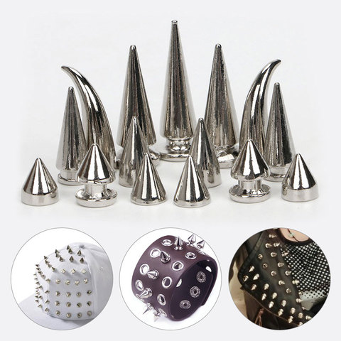 10 Sets Silver Metal Screwback Cone Studs Bullet Spike Stud Punk Bag Belt Shoes Clothes Leathercraft Cone Rivet DIY ► Photo 1/6