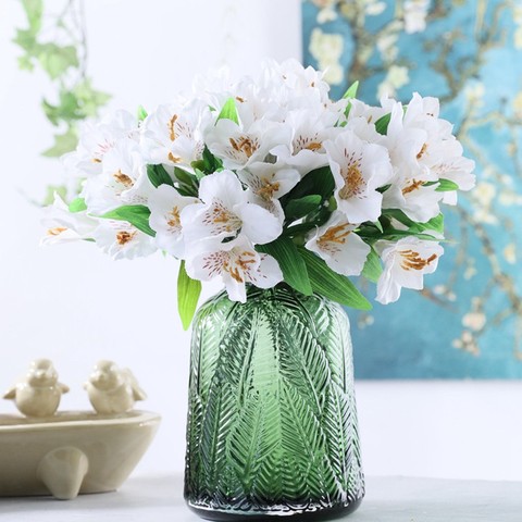 Silk Plastic Peruvian lily Artificial Alstroemeria Flowers wedding Flower Wreath Bouquet ► Photo 1/5