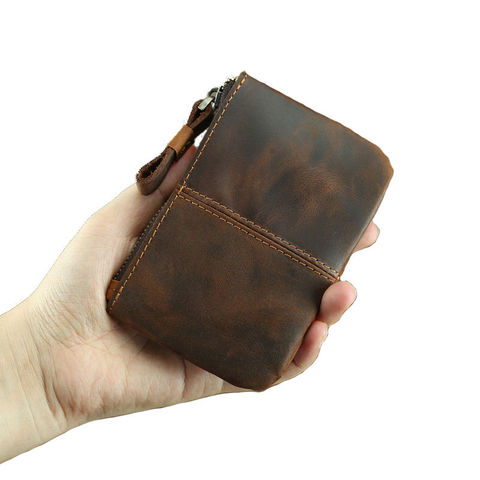 Full Genuine Leather Coin Purse Child Wallet 2022 Crazy Horse Small Money Bag Girls Key Holder Men Card Case Women Mini Pouch ► Photo 1/1