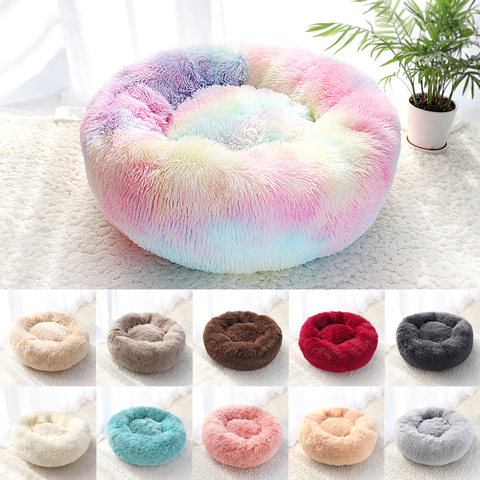 Pet Dog Bed Warm Fleece Round Dog Kennel House Long Plush Winter Pets Dog Beds For Medium Large Dogs Cats Soft Sofa Cushion Mats ► Photo 1/6