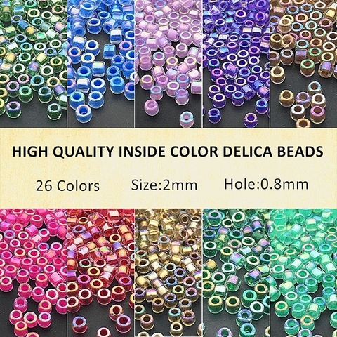 2mm Miyuki Delica Beads Inside Dyed Colors Uniform Glass Seed Beads For Jewelry Making Earrings Bracelet Diy Sewing Accessories ► Photo 1/6