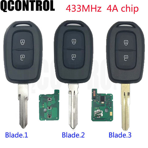 QCONTROL Remote 2 Button Car Key 433mhz with PCF7961M HITAG AES Chip for Renault Sandero Dacia Logan Lodgy Dokker Duster 2016 ► Photo 1/2