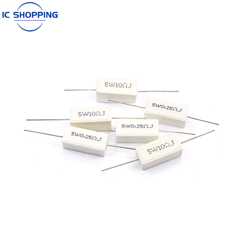 10PCS 5W Cement Ceramic Resistance Power Resistance 0.1~100K 0.01 0.1 0.25 10 0.33 0.5 1 2 4.7 5 8 10 15 20 25 30 100R 1K 10Kohm ► Photo 1/4