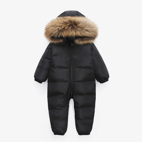 -30 Russian new jumpsuit kids winter wear baby boy snowsuit Parka nature fur 90% duck down jacket for girl clothes coat overalls ► Photo 1/6
