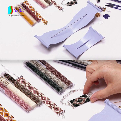 Fashion Mini Large Home Plastic Beaded Loom DIY Homemade Bracelet Necklace Earring Tool Weaving Knitting Beaded Loom Machine ► Photo 1/2