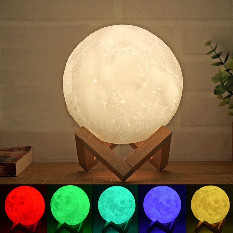 Buy Online Rechargeable 3d Print Moon Lamp Usb Led Night Light Creative Touch Switch Moon Light For Bedroom Decoration Birthday Dropship Alitools