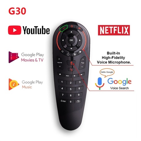 G30 Wireless Air Remote Mouse 2.4G Gyroscope 33 Keys IR Learning Smart Voice Remote Control for Android TV Box G10 G20 ► Photo 1/6