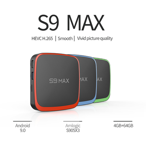 S9 Max Smart Android 9.0 TV Box Amlogic S905X3 2.4G/5G Wifi 3D HD 4k Media Player 4GB 64GB Google Play Set top box VS H96max X3 ► Photo 1/6