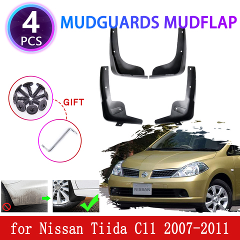 4PCS for Nissan Tiida Versa Latio C11 2007 2008 2009 2010 2011 Mudguards Mudflaps Fender Mud Flap Splash Guards Car Accessories ► Photo 1/6