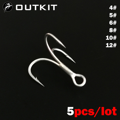 OUTKIT 5pcs/box 6066-3x-NP Strengthen Super Strong Twins Steel Alloy Sharp Lure Treble Hook Fishing Tackle Hook Fishing Box ► Photo 1/6