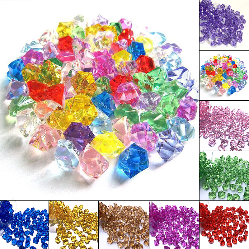 150pcs Colorful Acrylic Plastic Transparent Stone Crystal Rocks Vase Filler Artificial Color Fish Tank Home Wedding Decorations ► Photo 1/6