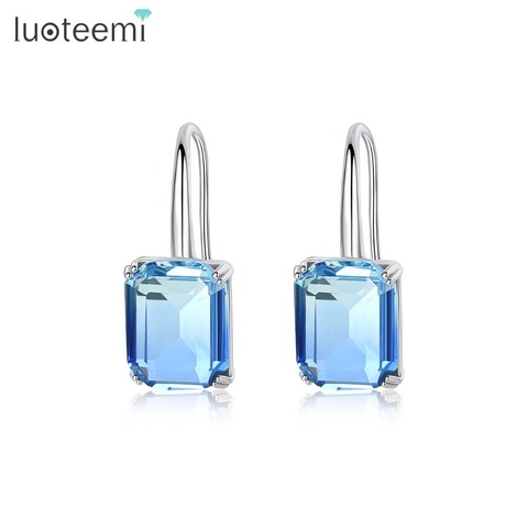 LUOTEEMI New Exquisite Drop Earrings for Women Party Dating Luxury Square-shaped Color Treasure Two Colors Female Christmas Gift ► Photo 1/6