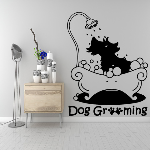 Exquisite Dog Grooming Wall Sticker Removable Pet StoreDecoration Art Decals Wallpaper ► Photo 1/6