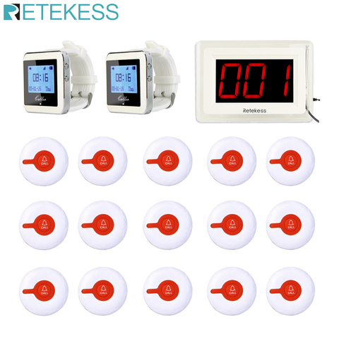 Retekess Call Waiter Wireless Calling System Receiver Host +2 Watch Receiver+15 Call Button Transmitters Restaurant Pager ► Photo 1/6