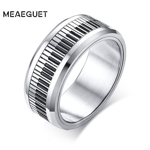 Rotatable Spinner Ring Men Music Piano Keyboard Stainless Steel New Man Boyfriend Gift ► Photo 1/6