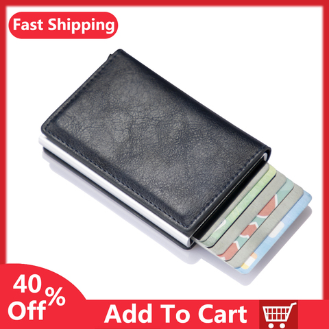 New Men women smart wallet Credit Bank card holder fashion purse Aluminum alloy Business Casual Mini wallet Brand Leather Purse ► Photo 1/6