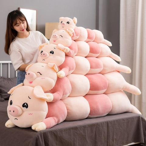 80cm-120cm Funny Piggy Plush Long Pillow Toys Soft Stuffed Cartoon Animal Pig Doll Sofa Bed Sleeping Pillow Cushion Kids Gifts ► Photo 1/6