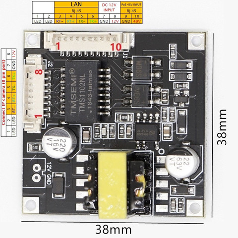 PoE Module board for Security CCTV Network IP Cameras Power Over Ethernet 12V 1A output IEEE802.3af compliant ► Photo 1/4