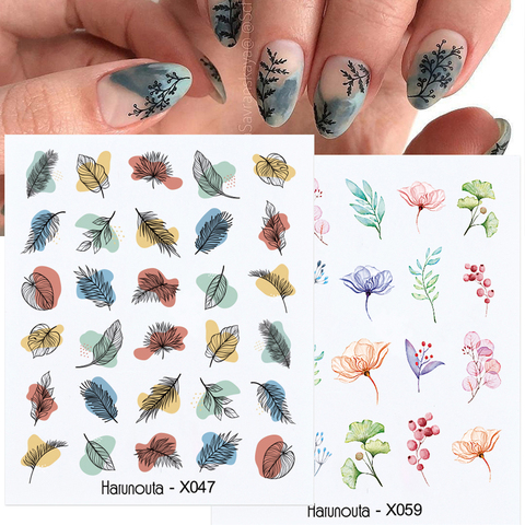 1Pc Spring Water Nail Decal And Sticker Flower Leaf Tree Green Simple Summer DIY Slider For Manicuring Nail Art Watermark ► Photo 1/6