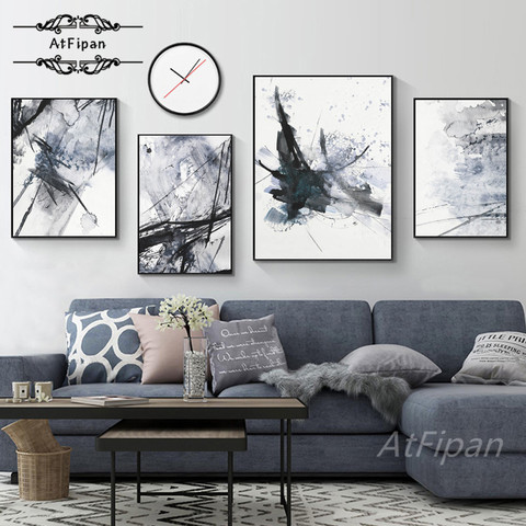 Modern Abstract Chinese Ink Splash Canvas A4 Art Poster Print Wall Picture Painting No Frame Vintage Retro Living Room Decor ► Photo 1/6