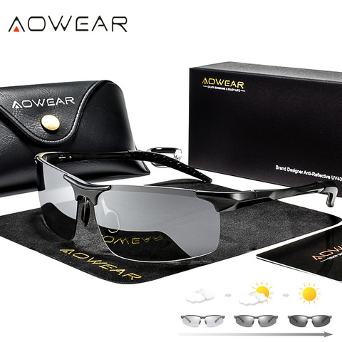 AOWEAR Aluminum Rimless Photochromic Sunglasses Men Polarized Day Night Driving Glasses Chameleon discolor Lens Eyeglass Gafas ► Photo 1/6