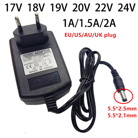 17V 18V 19V 20V 22V 24V Universal Power Adapter EU US UK AU 17 18 19 20 22 24 Volt V AC/DC Adaptor 1A 1.5A 2A Supply Adaptador ► Photo 1/6