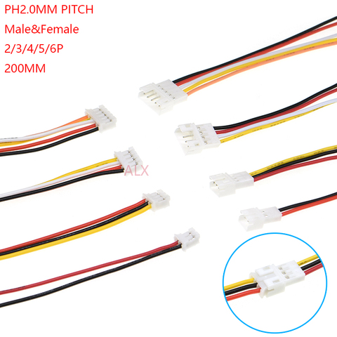 10SET 200MM PH2.0MM 2/3/4/5/6 pin male female plug connector with wire 2.0MM PH 2.0 2pin/3pin/4pin/5pin/6pin cable 2p/3p/4p/5p/ ► Photo 1/3