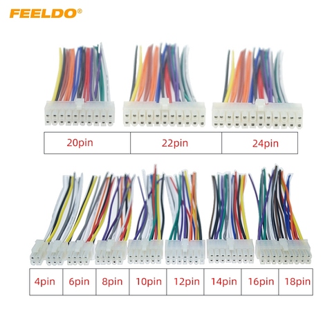 FEELDO 1PC Universal Car Wire Harness Connector 4Pin-24Pin Into Car DVD CD Radio Stereo Wire Plug Adapter ► Photo 1/1