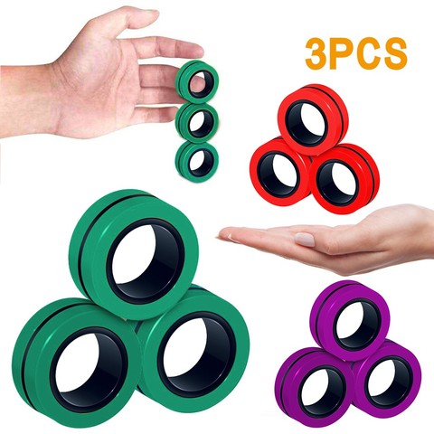 Buy Online 3pc Fidget Toys Magnetic Bracelet Ring Unzip Toy Magic Ring Props Tools Decompression Toys Fidget Toys Magnet Rings Fitget Toys Alitools